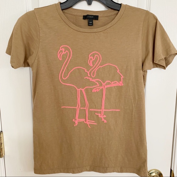 J Crew Flamingo Crew Neck Tee XXS - Picture 2 of 5